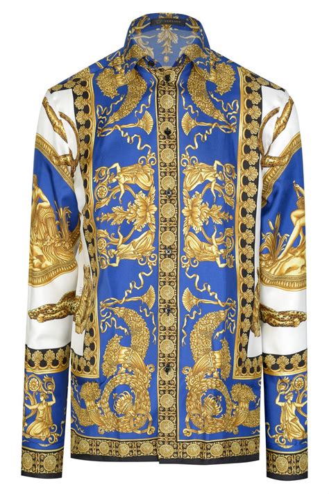 versace kapuzenpullover mit barock print|Versace blue t shirt.